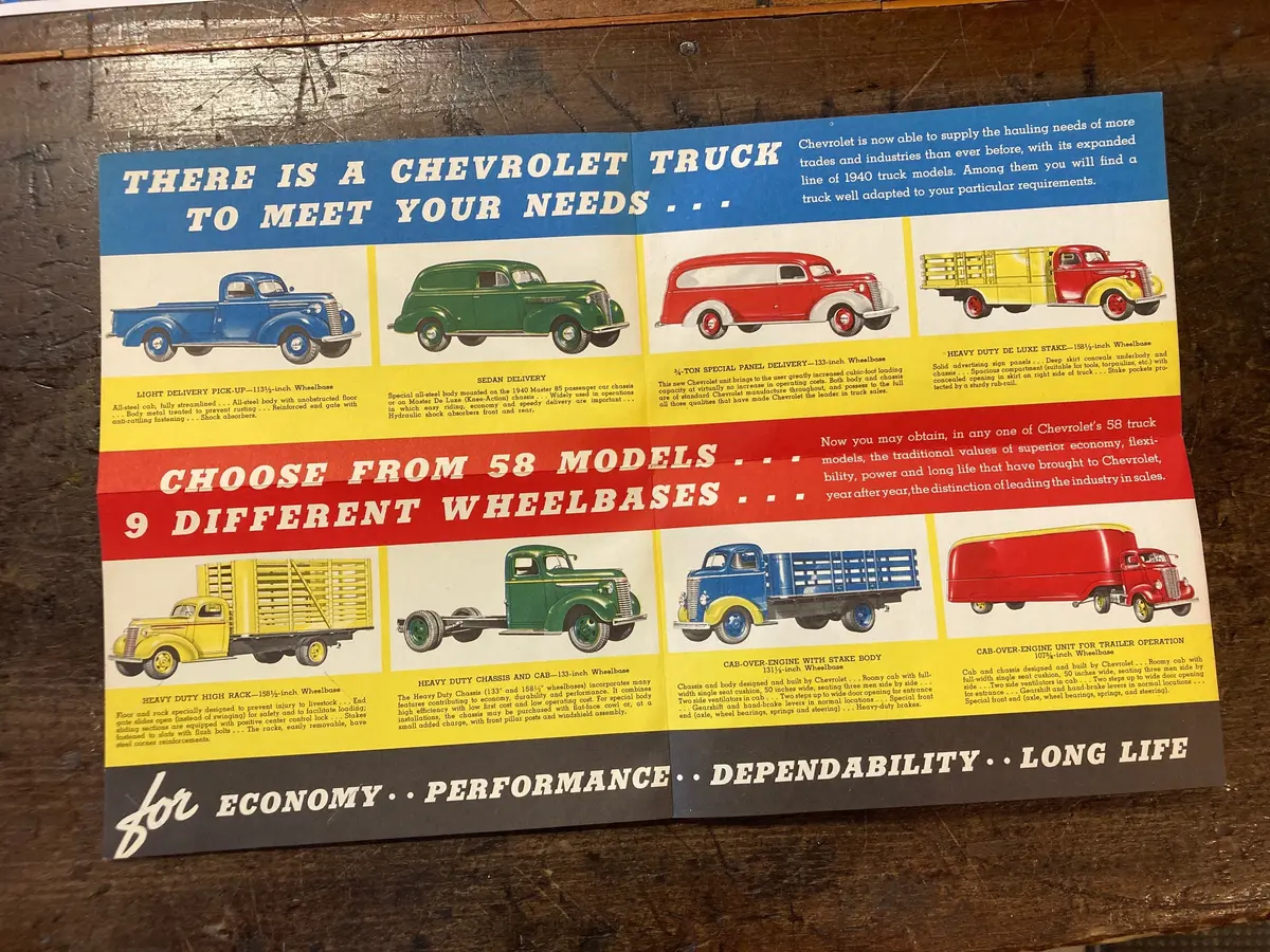 1940 Chevrolet Trucks Full Color Dealership Advertisement 1