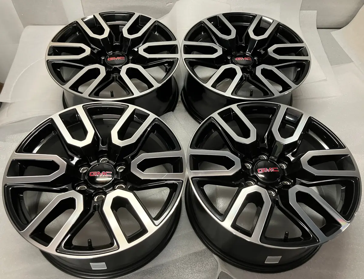 Four 2026 Gmc Sierra Yukon At4 Factory 20 Wheels 5914 Oem Black Rims Tahoe Silverado 1