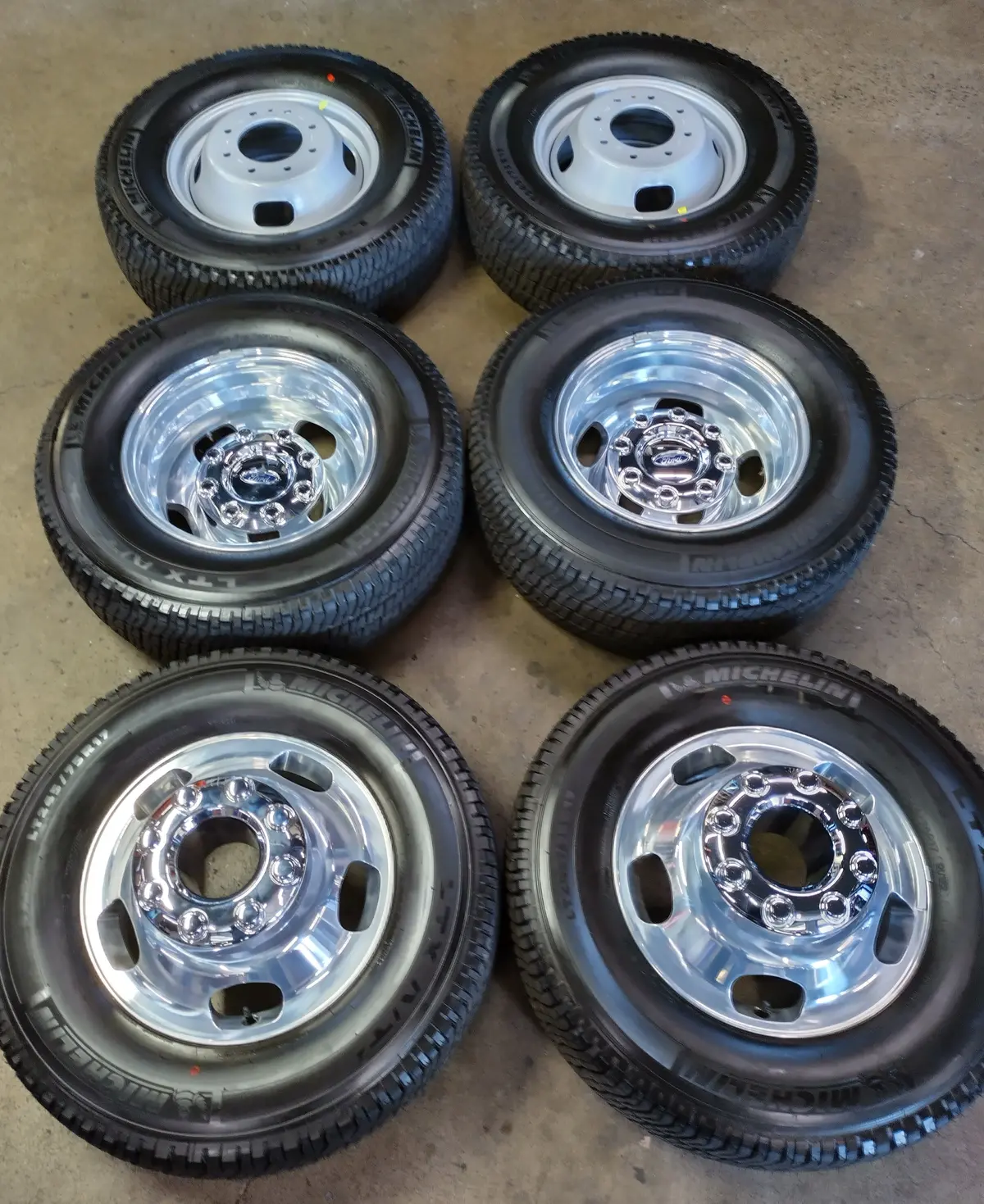 Sold Six 2025 Ford F350 Dually Factory Forged 17 Wheels Tires Oem Rims 3618 3619 Michelin At2 1