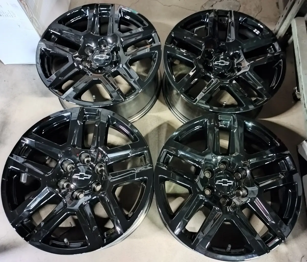 Sold Four 2025 Chevy Silverado Ltz Factory 20 Wheels Oem 5913 Rims Tahoe Black 23377017 1