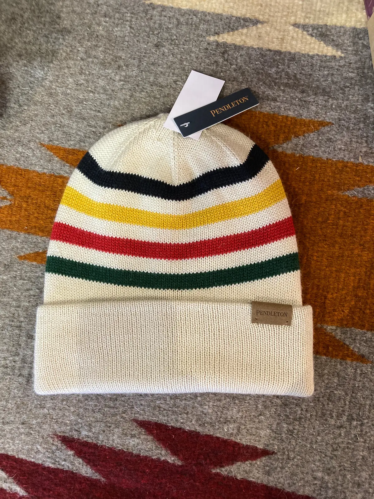 Pendleton Knit Beanie In Glacier Stripe 1