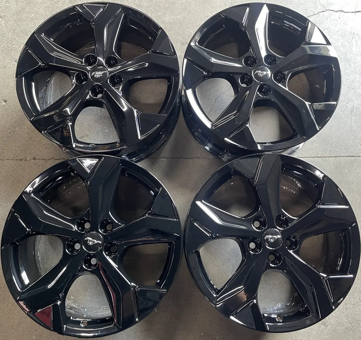 Sold Four 2023 Ford Mustang Mach-E Factory 18 Wheels Rims Oem Lj8c1007a1b Gloss Black 1