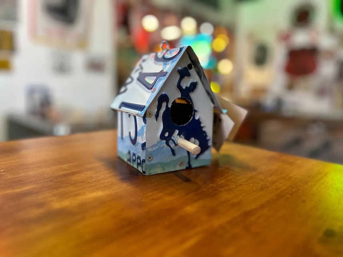 Wyoming License Plate Bird House  Small 1
