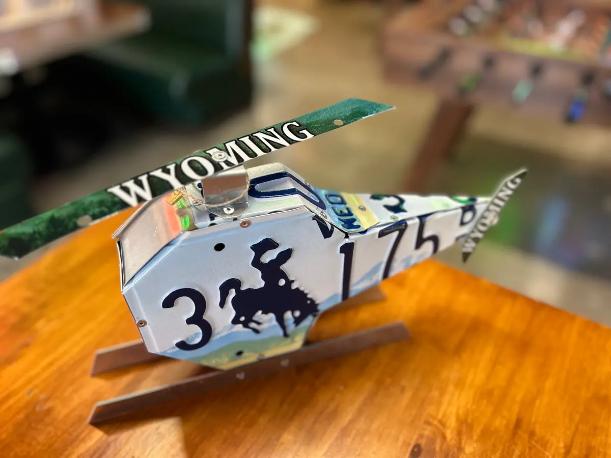 Wyoming License Plate Helicopter  Large 1