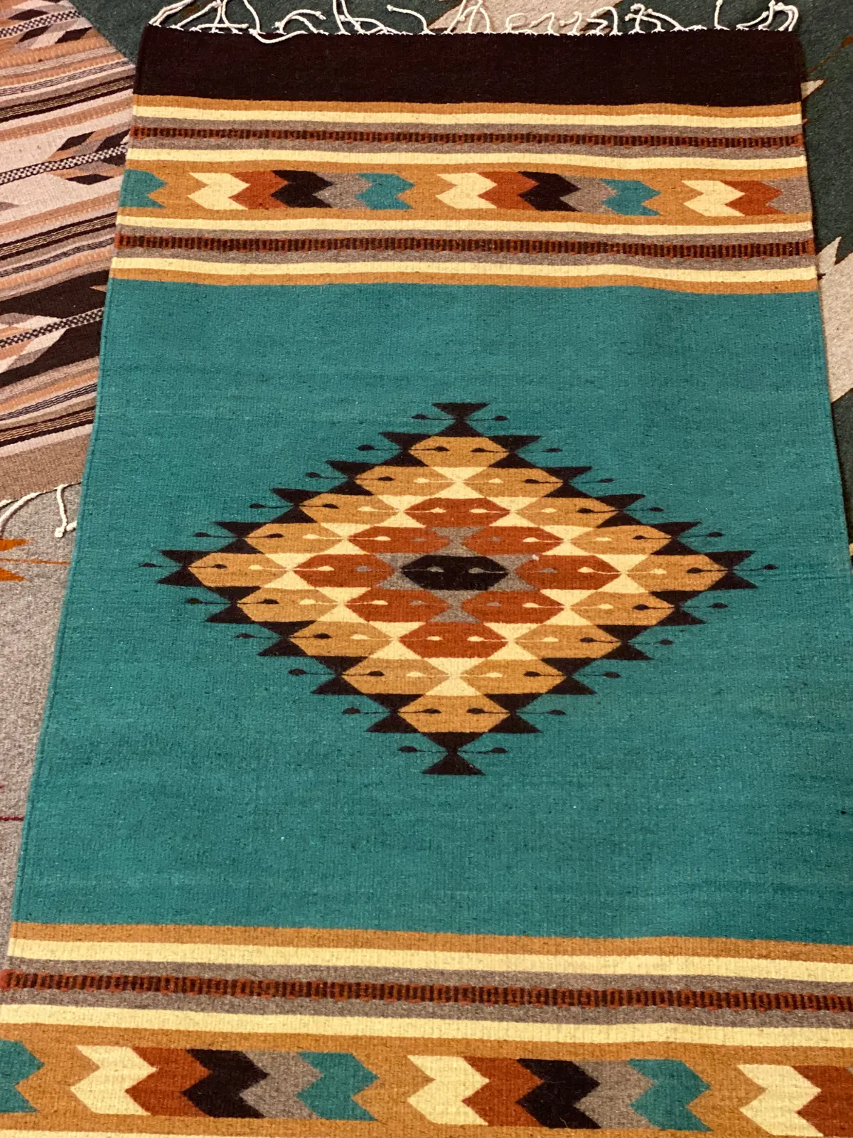 Multicolor Hand-Woven Wool Rugs-Zapotec- 30"X60" 8