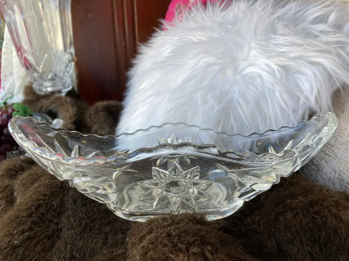 Cut Glass Gondola Boat Dish 1