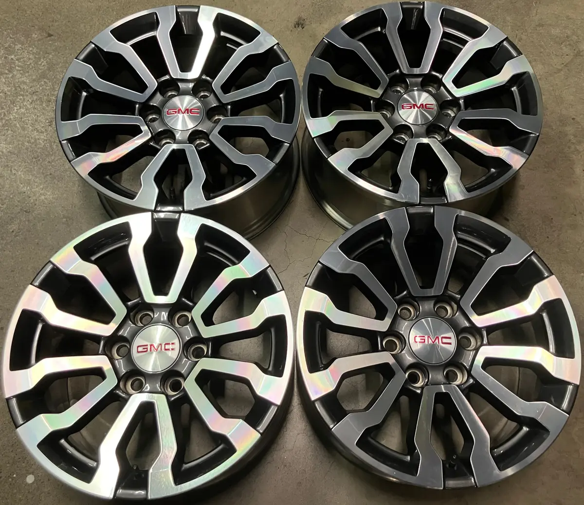Sold Four 2023 Gmc Sierra At4 Factory 18 Wheels 5909 Oem Rims Silverado 23377014 1