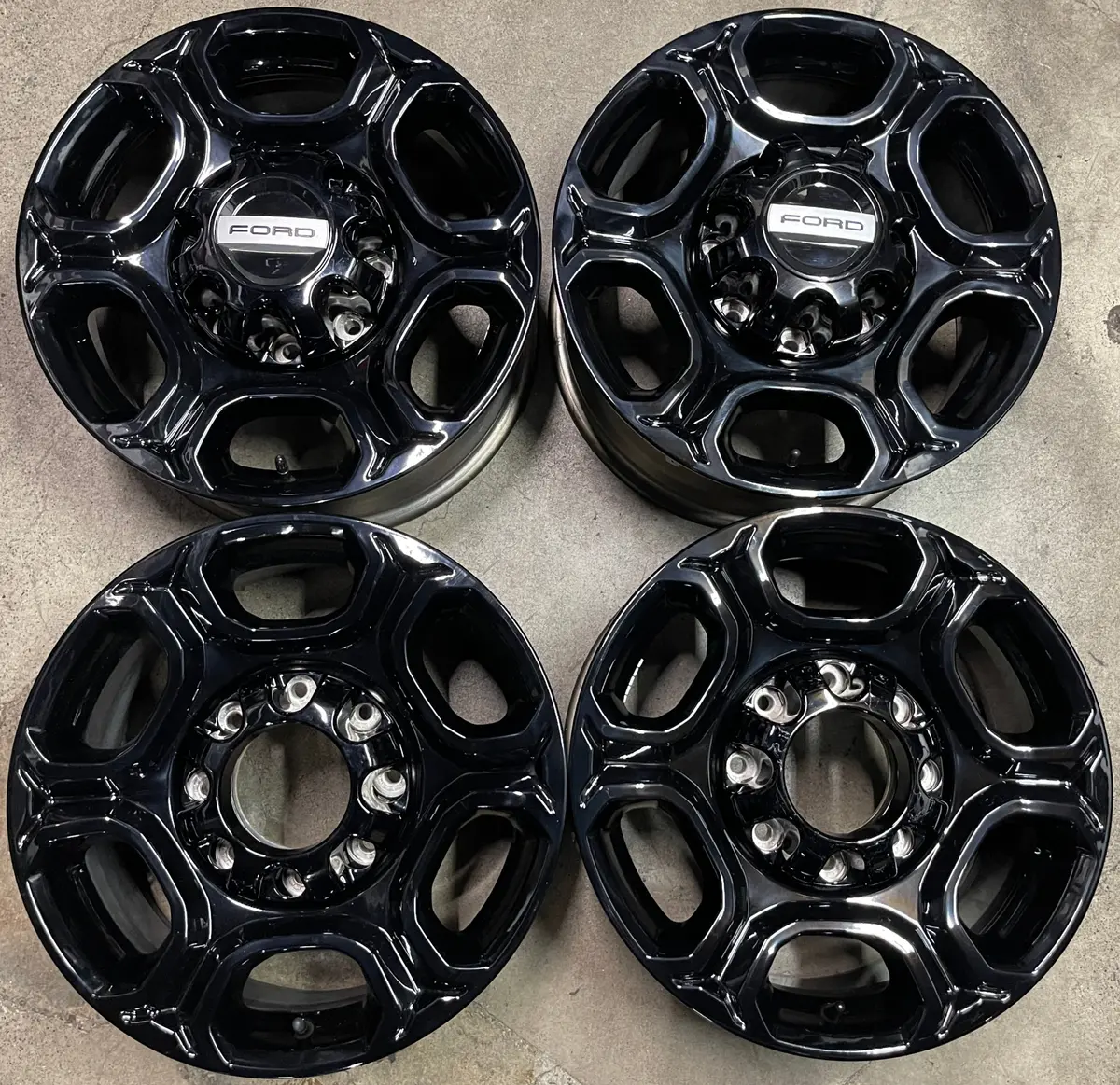 Sold Four 2025 Ford F250 F350 Factory 18 Wheels Oem Rims 10479 Gloss Black Tall Rear Caps 1