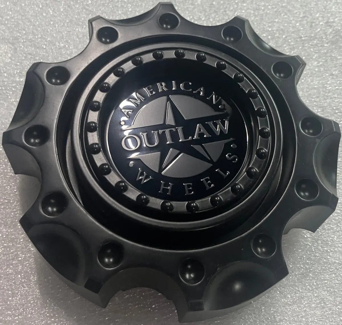 Sold Single American Outlaw Wheel Center Cap G207-6V Semi Gloss Black 1