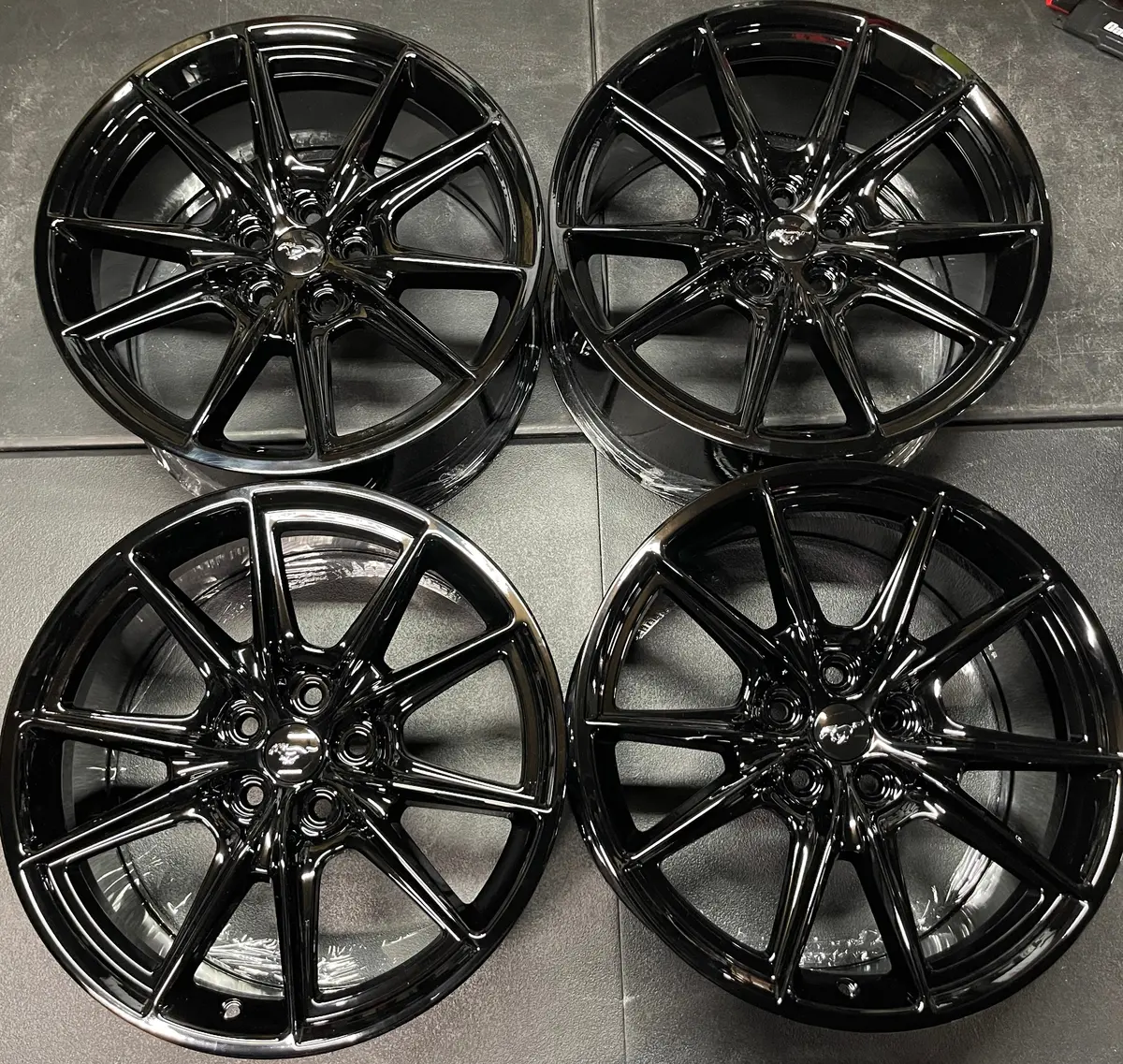 Four 2025 Ford Mustang Gt Factory 19 Wheels Rims Oem Pr3c1007ca Gloss Black 1