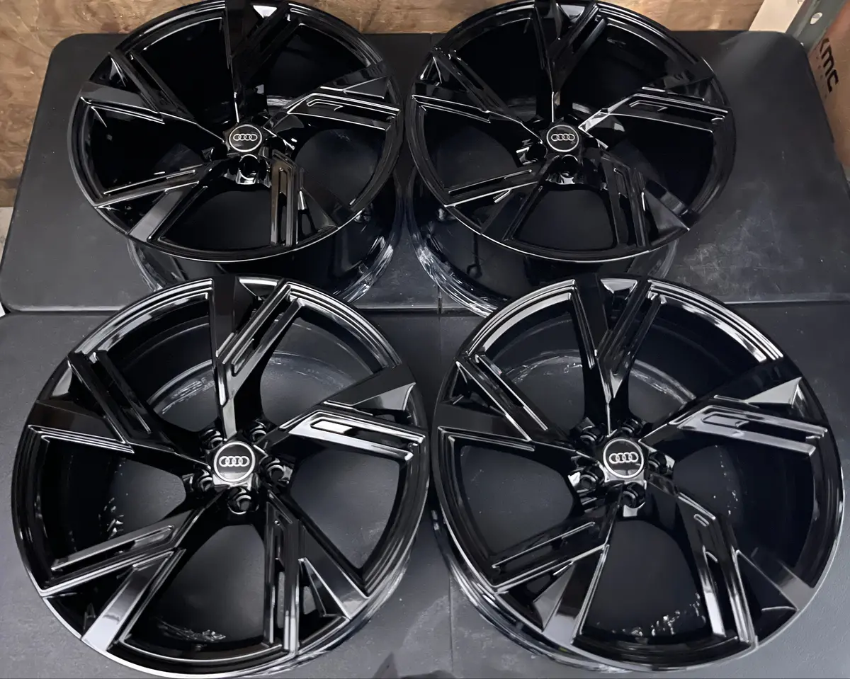 Sold Four 2021-2023 Audi Rs6 Avant Sport Factory 22 Wheels Oem Rims 4K0601025 Gloss Black 1
