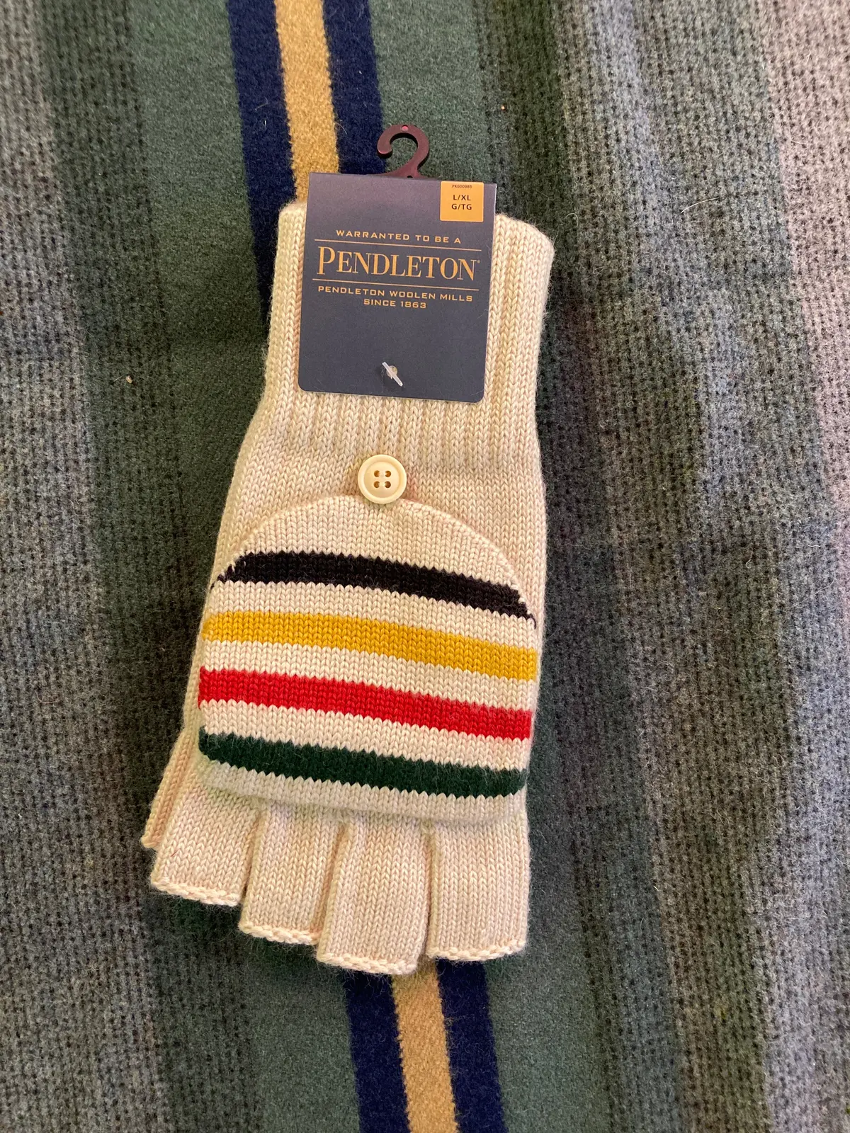 Pendleton Glacier Stripe Convertible Fingerless Mittens 1