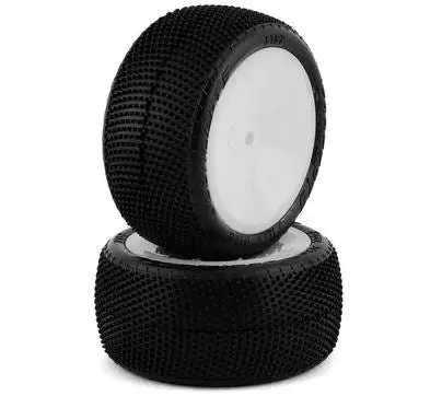 Jconcepts Fuzz Bite Lp 2.2" Mounted Rear Buggy Carpet Tires (White) (2) (Pink) W/12Mm Hex 1