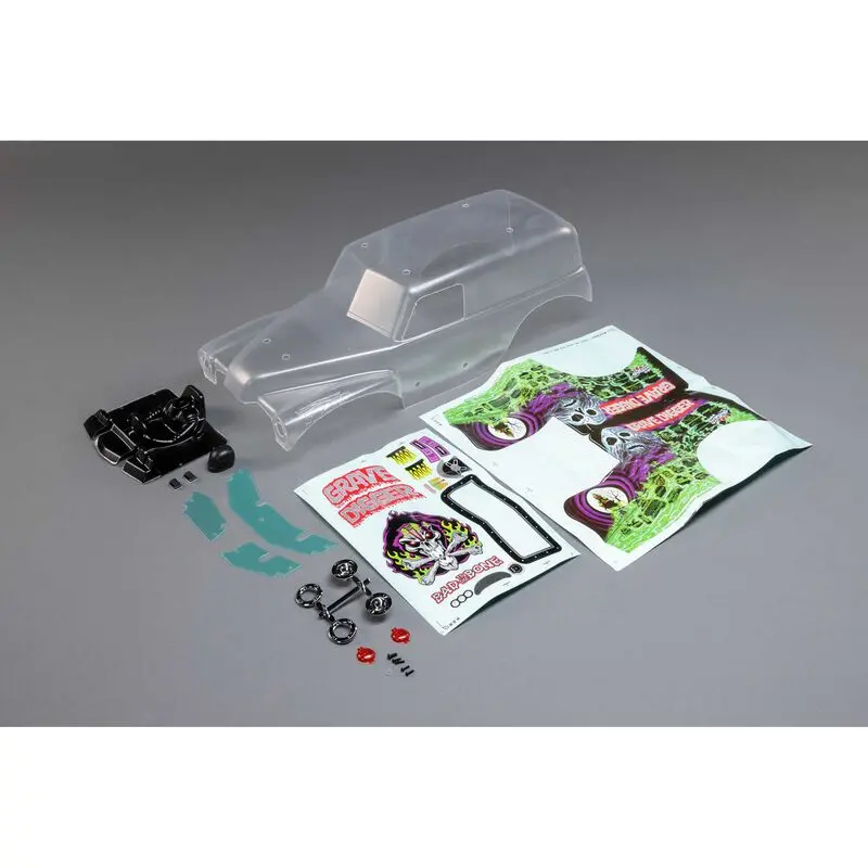 Losi Body Set, Grave Digger, Clear: Lmt 1