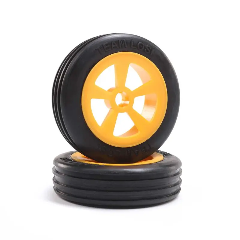 Losi Rib Front Tires, Mounted, Orange (2): Mini Jrx2 1