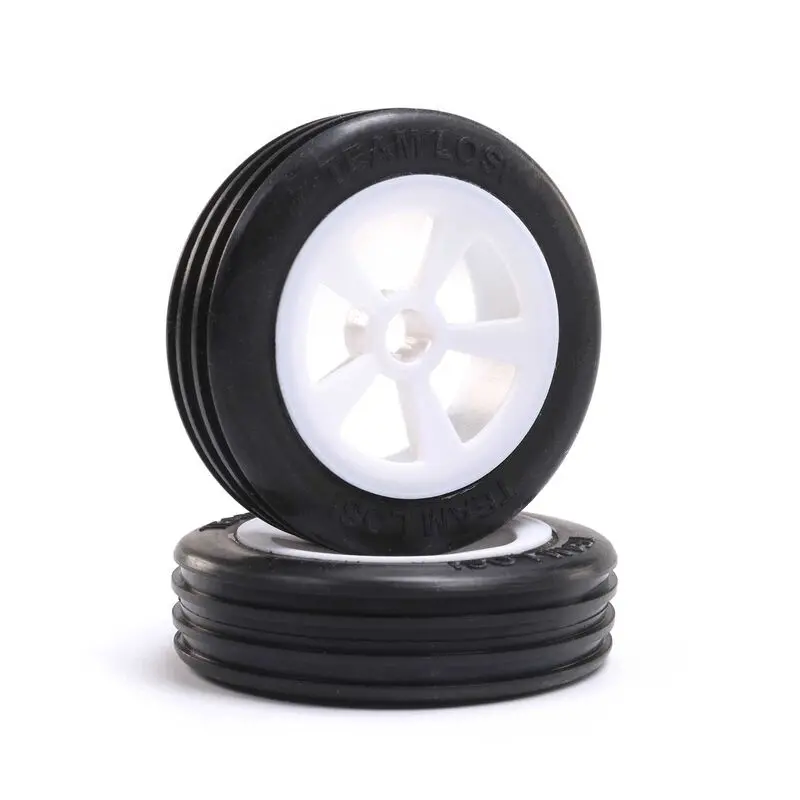 Losi Rib Front Tires, Mounted, White (2): Mini Jrx2 1