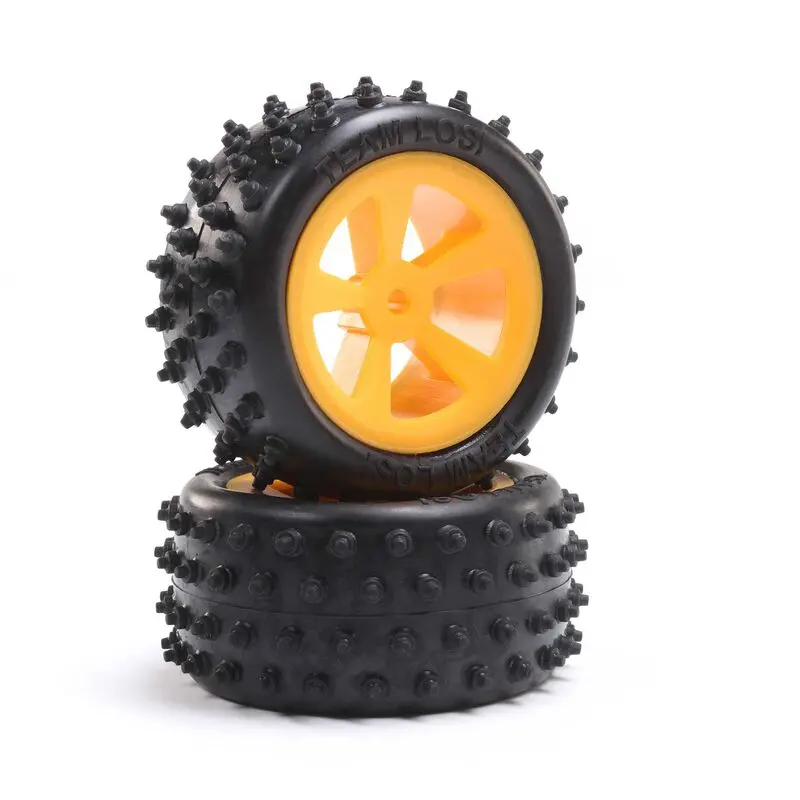 Losi 4 Row Rear Tires, Mounted, Orange (2): Mini Jrx2 1