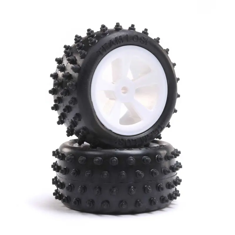 Losi 4 Row Rear Tires, Mounted, White (2): Mini Jrx2 1