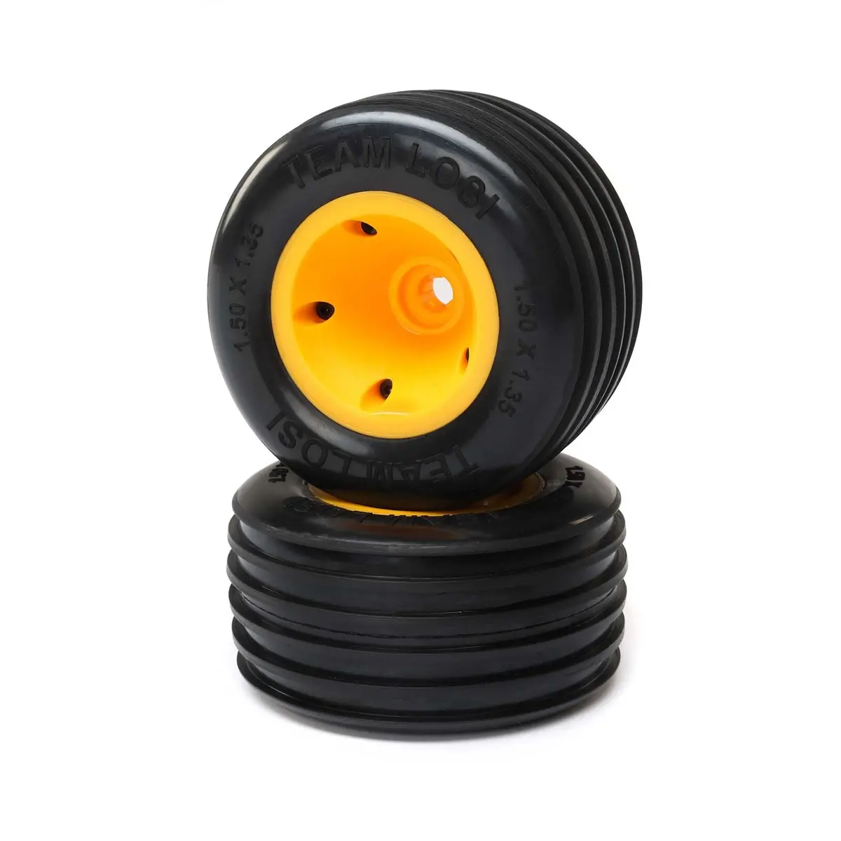 Losi Rib Front Tire, Mounted, Orange(2): Mini Jrxt 1