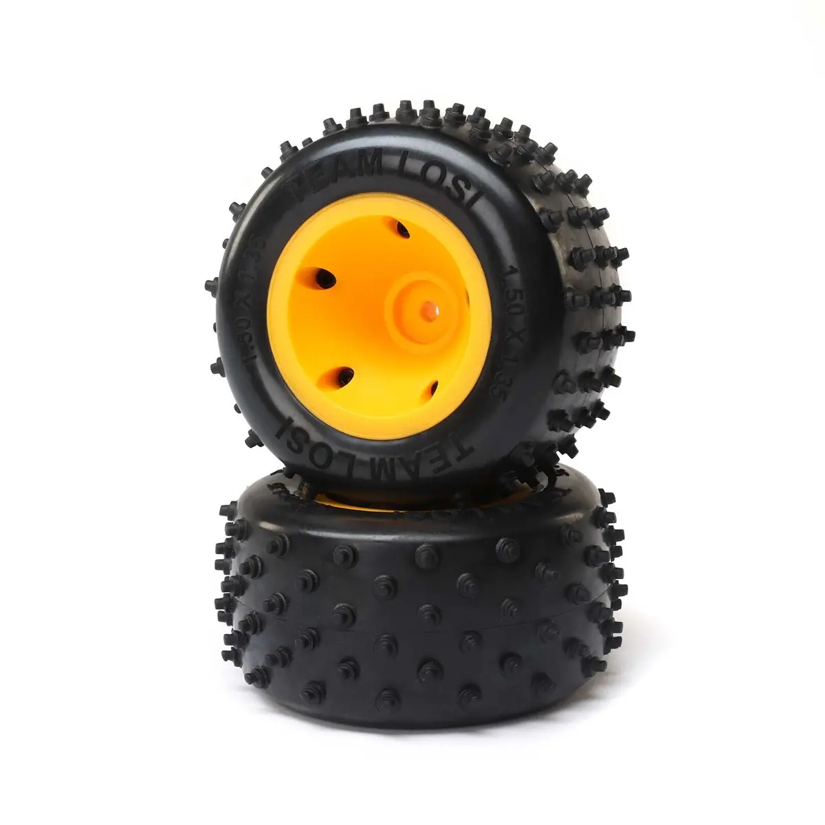 Losi 6 Row Rear Tires, Mounted, Orange(2): Mini Jrxt 1