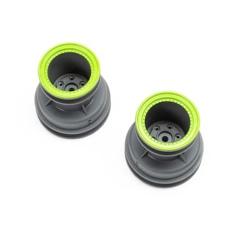 Losi Mt Wheel, Green Beadlock, Lt Grey(2): Mini Lmt 1