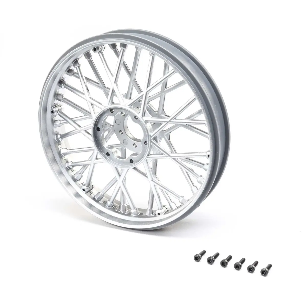 Losi Front Wheel Set, Satin Chrome: Promoto-Mx 1