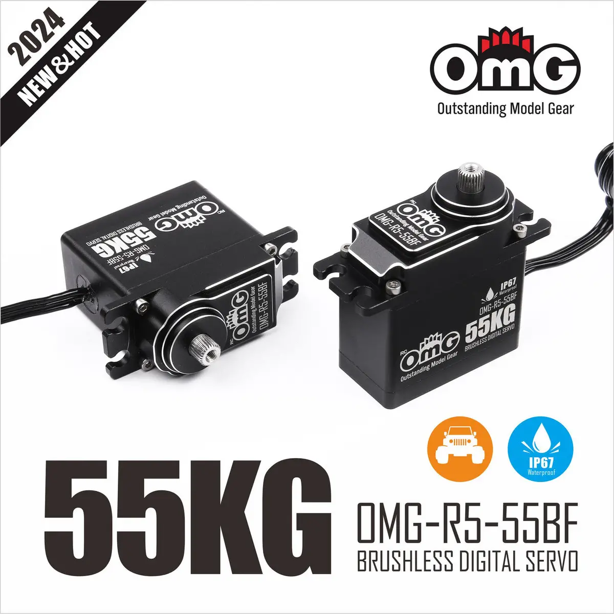 Omg-R5-55Bf Standard Size Full Metal Waterproof Ip68 55Kg Brushless Digital Servo 1