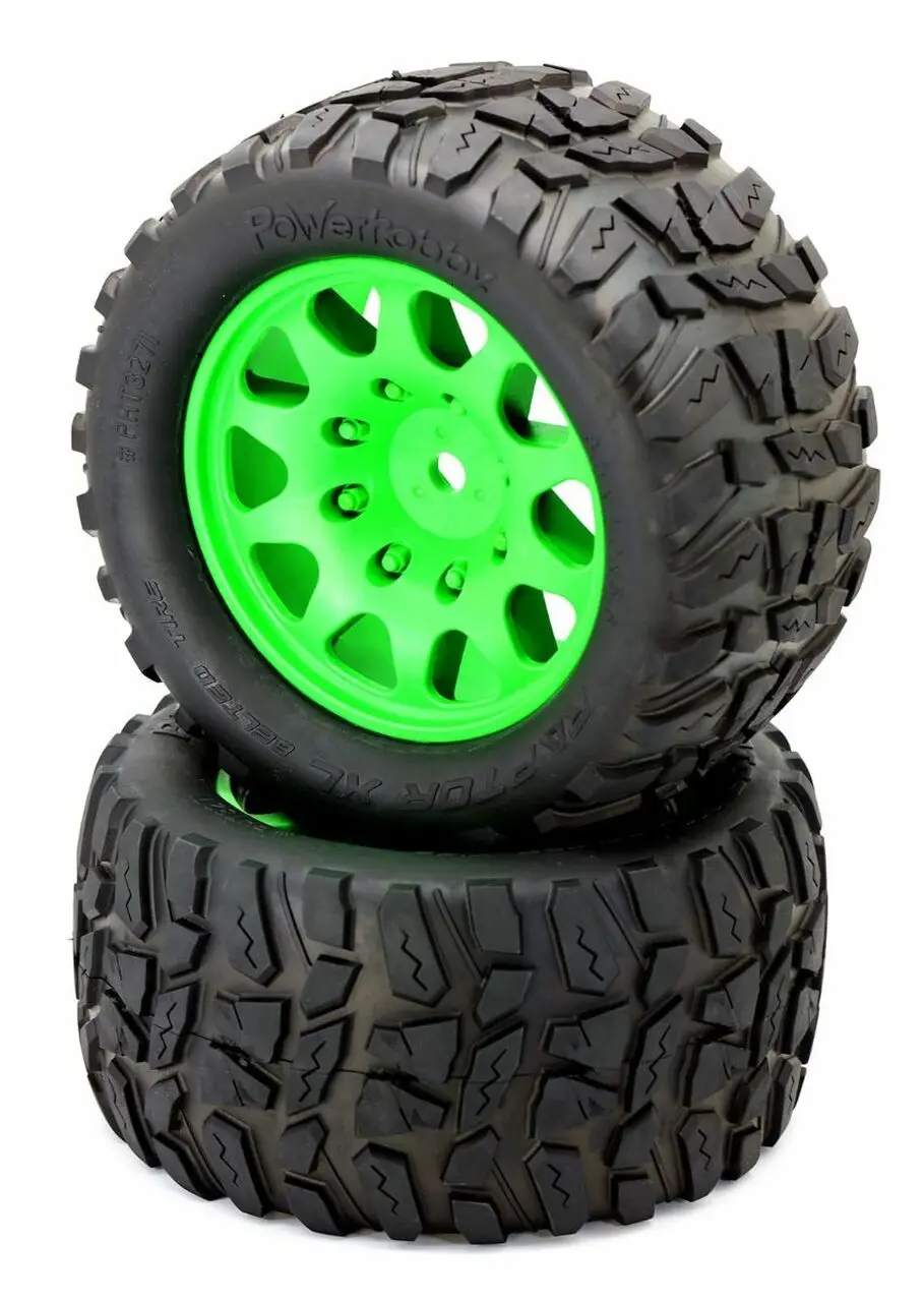 Powerhobby Raptor Xl Belted Tires / Viper Wheels (2) Traxxas X-Maxx 8S-Green 1