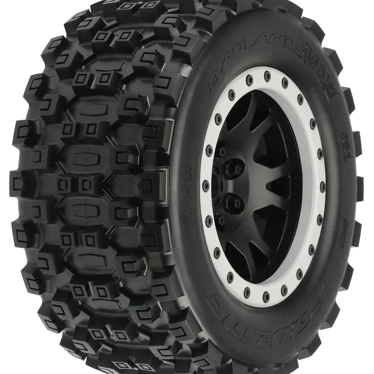 Pro-Line Badlands Mx43 Pro-Loc Mounted, Impulse Black Wheels With Grey Rings (2): X-Maxx 1