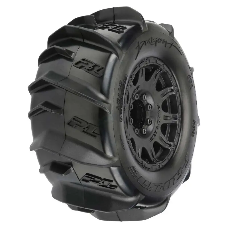 Pro-Line 1/8 Dumont F/R 3.8" Mt Tires Mounted 17Mm Blk Raid (2) 1