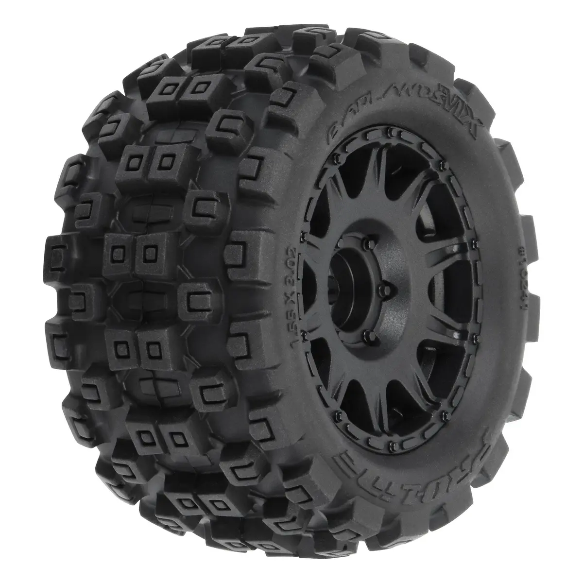 Pro-Line 1/18 Badlands Mx 1.85" F/R Mtd 12Mm Black Raid: Granite Grom 1