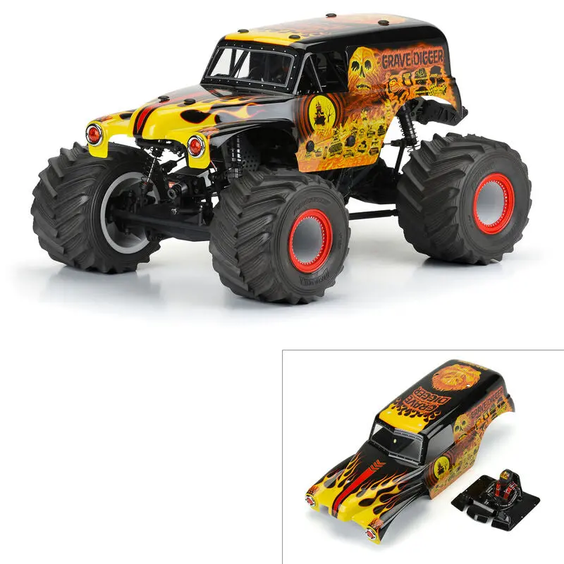 Pro-Line 1/10 Grave Digger Fire (Red) Painted Body Set: Lmt 1