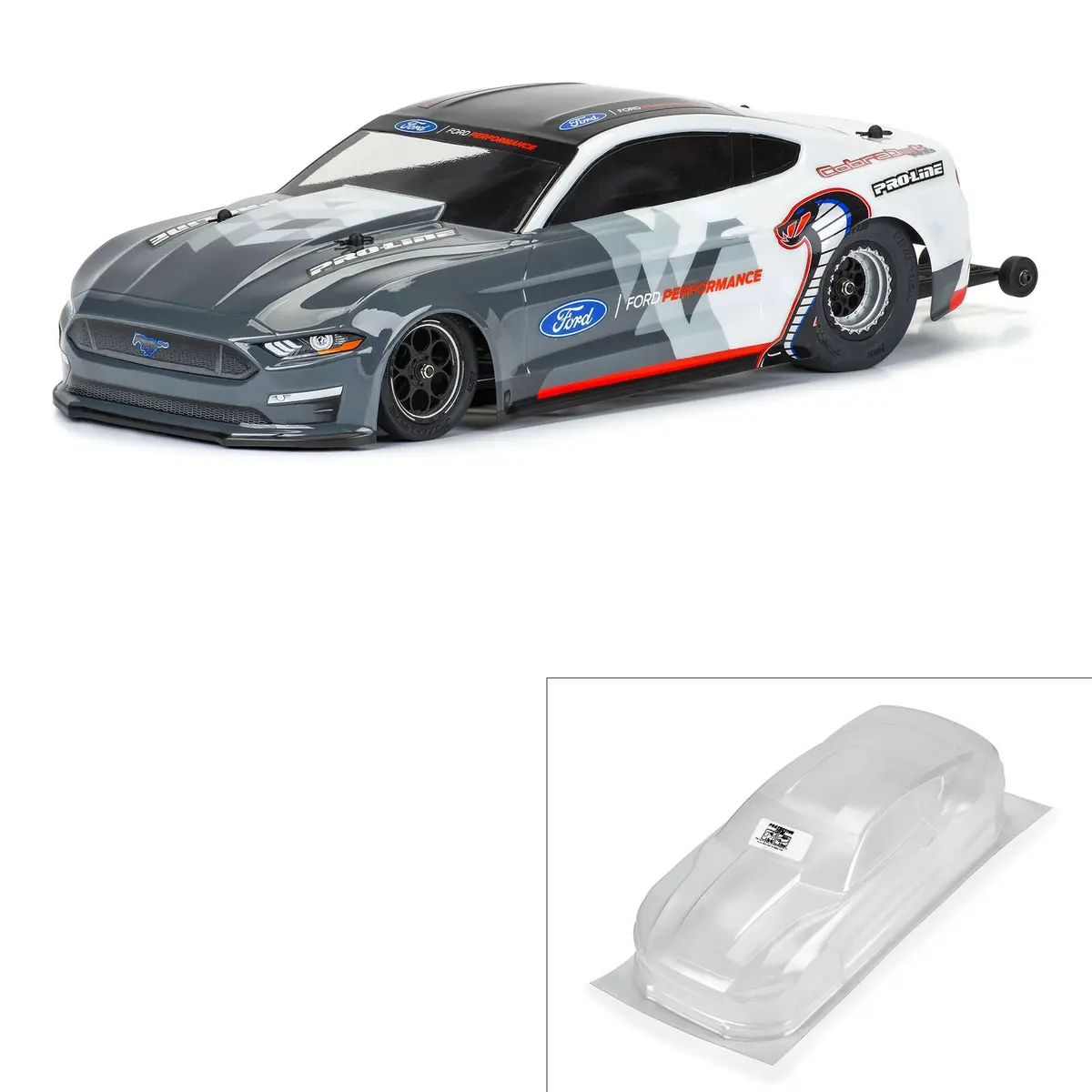 Proline 1/16 2021 Ford Mustang Cobra Jet Clear Body: Losi Mini Drag Car 1