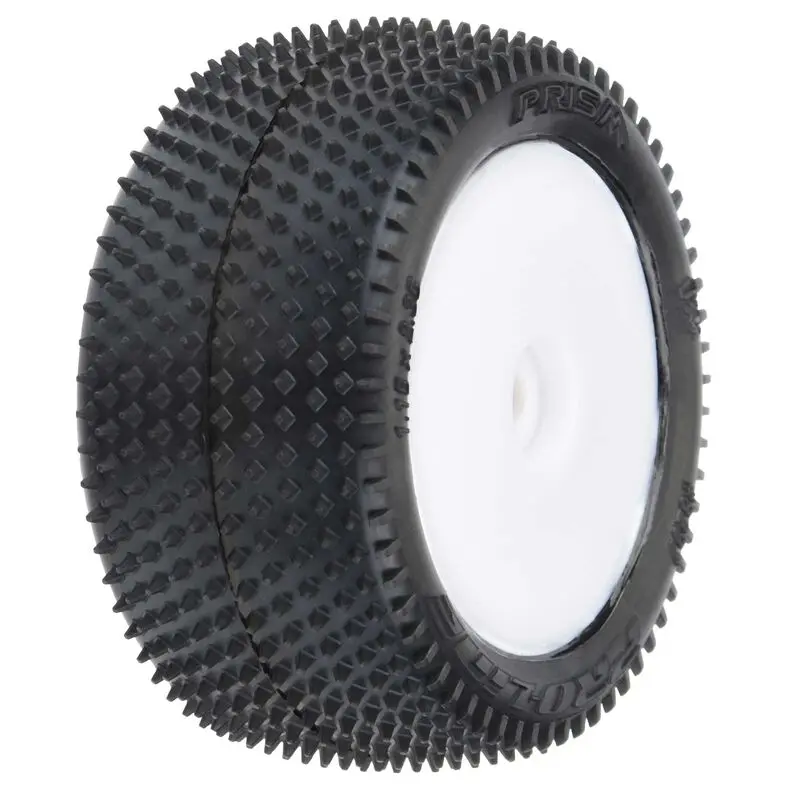 Pro-Line 1/18 Prism Rear Carpet Mini-B Tires Rear Mounted 8Mm White Wheels (2) 1