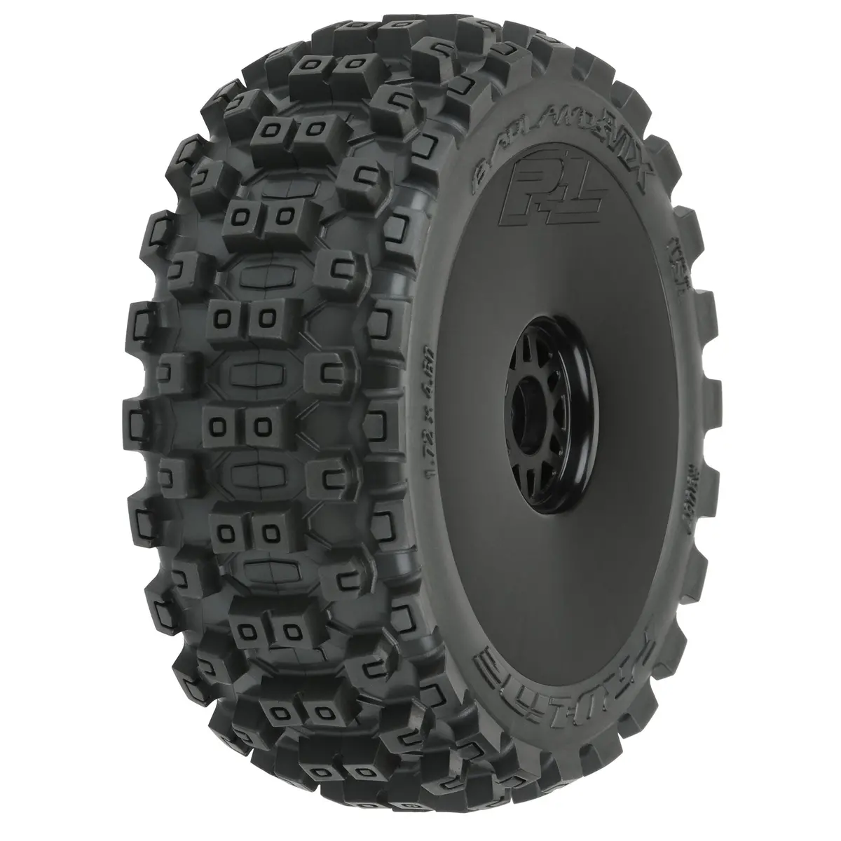 Pro-Line Badlands Mx M2 Mounted Black Wheels, F/R (2): 1/8 Buggy 1