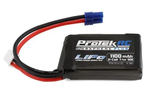 Protek Rc 2S 50C 1100Mah Losi Mini T/B & Jrx2 Lipo Battery W/Ec2 Connector 1