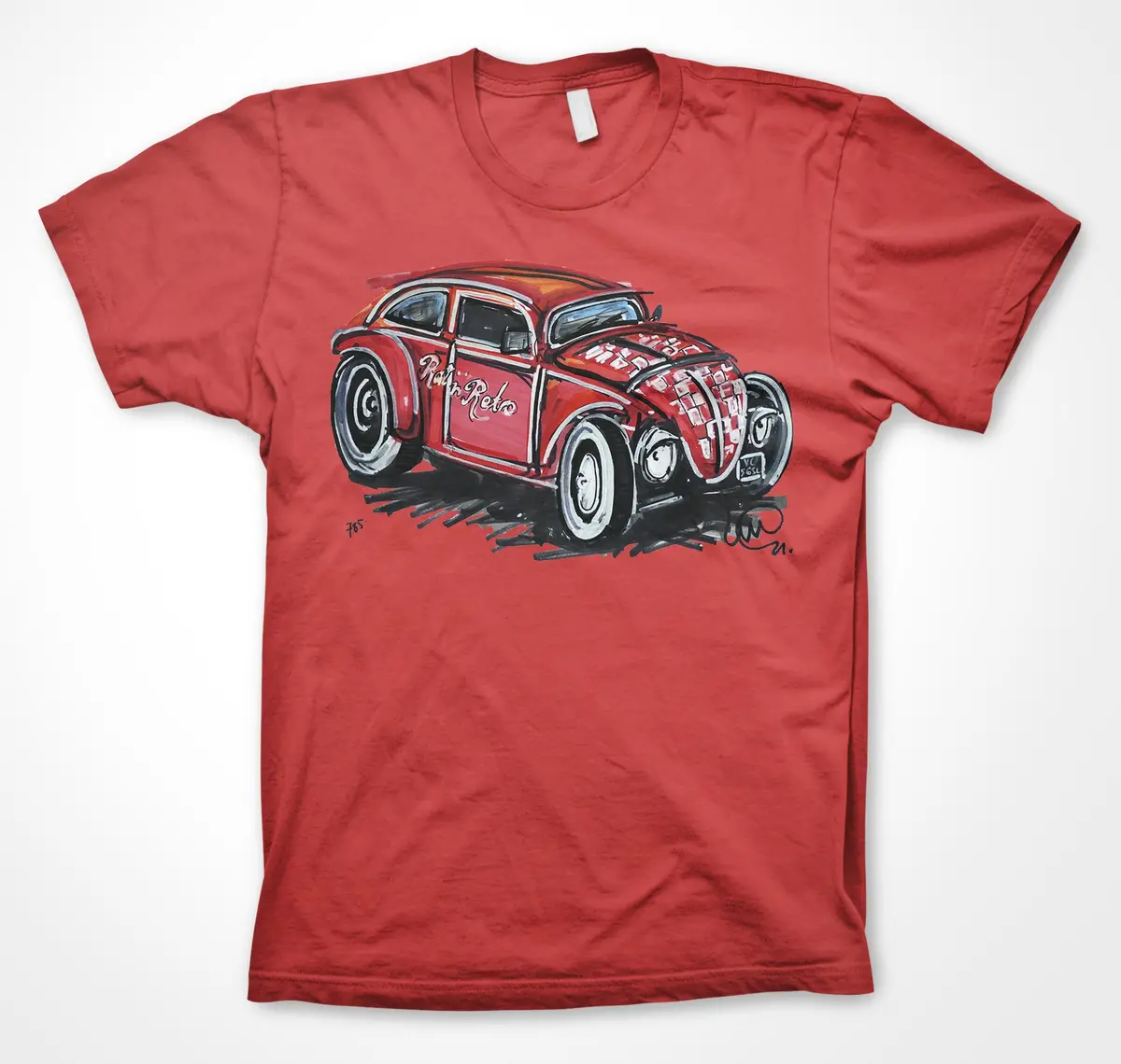 Volkswagen Beetle 'Rat N' Retro' Volksrod #Continuouscar Unisex T-Shirt 1