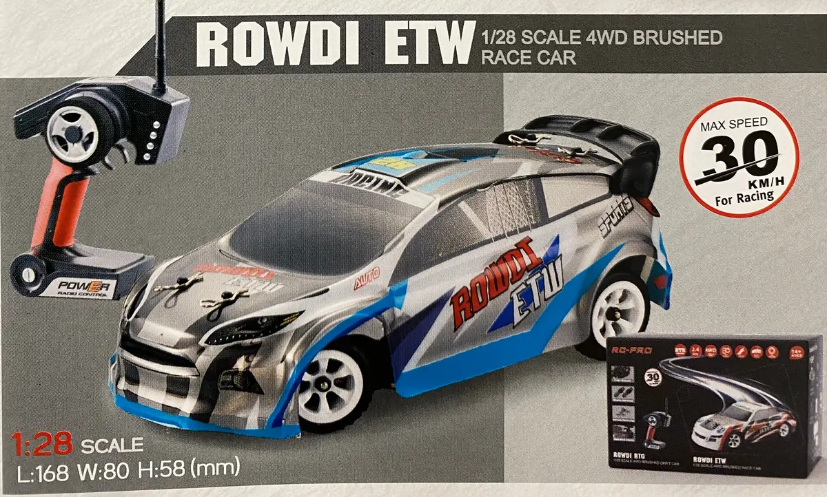 Rc-Pro Rowdi Etw 1/28 4Wd Brushed Race Car Rtr W/2.4 Ghz Radio 1