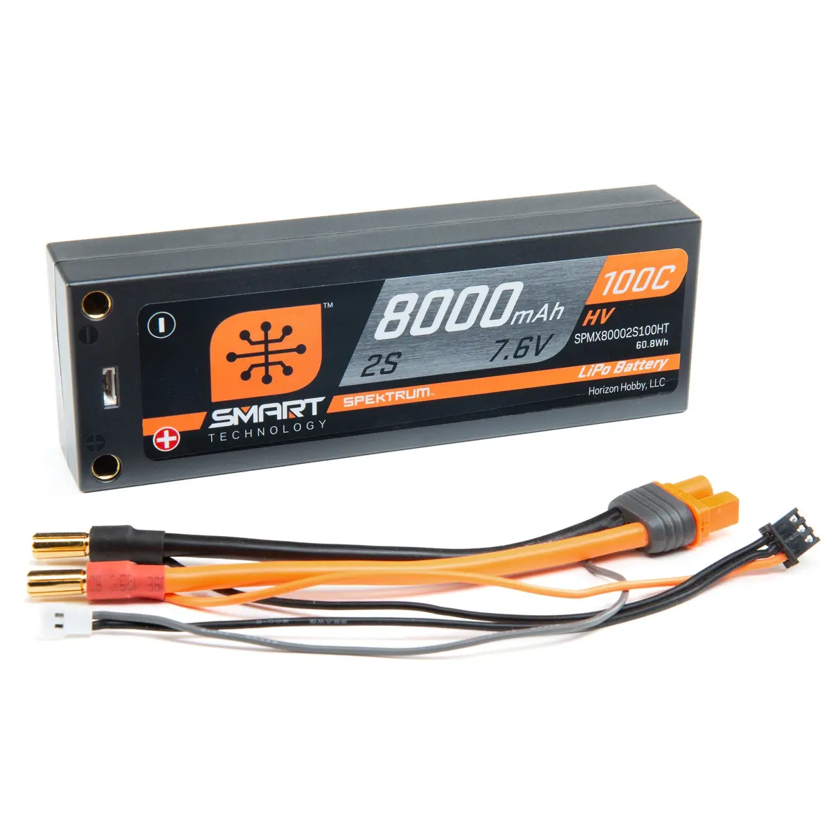 Spektrum 7.6V 8000Mah 2S 100C Smart Race Hardcase Hv-Lipo Battery: Tubes, 5Mm 1