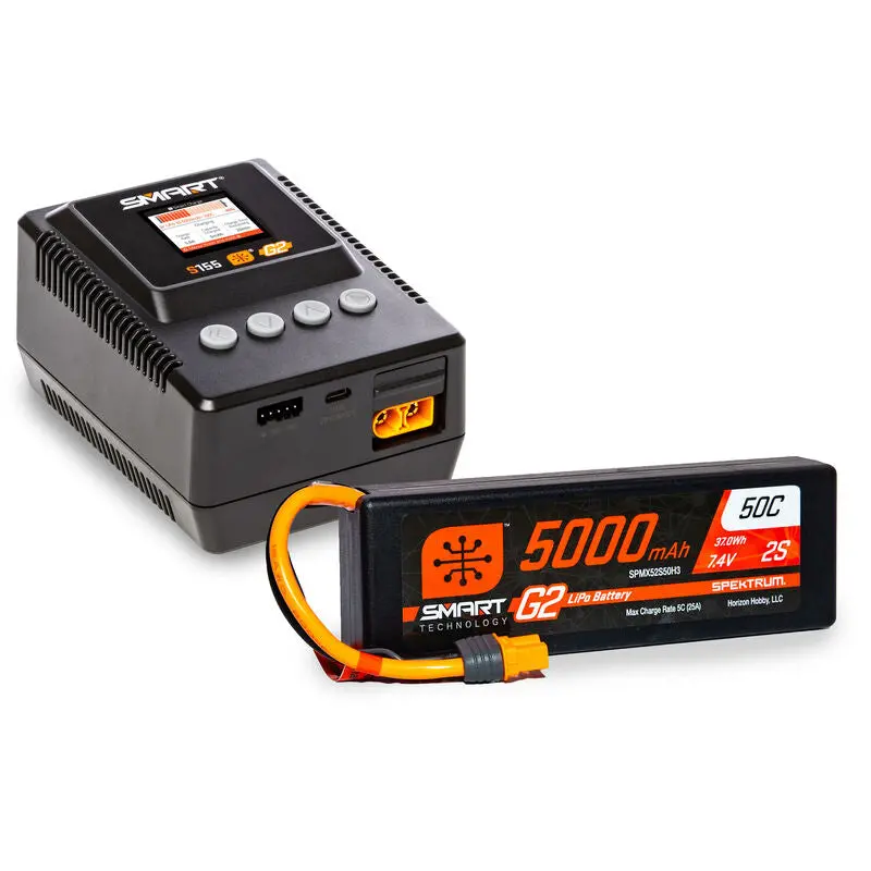 Spektrum Smart G2 Powerstage Surface Bundle: 2S 5000Mah Lipo Battery / S155 Charger 1