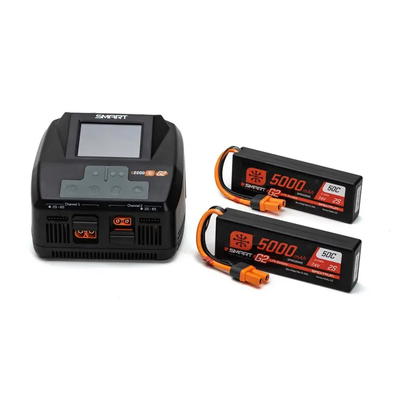 Spektrum Smart G2 Powerstage 4S Surface Bundle: 2S 5000Mah Lipo Battery (2) / S2200 G2 Charger 1
