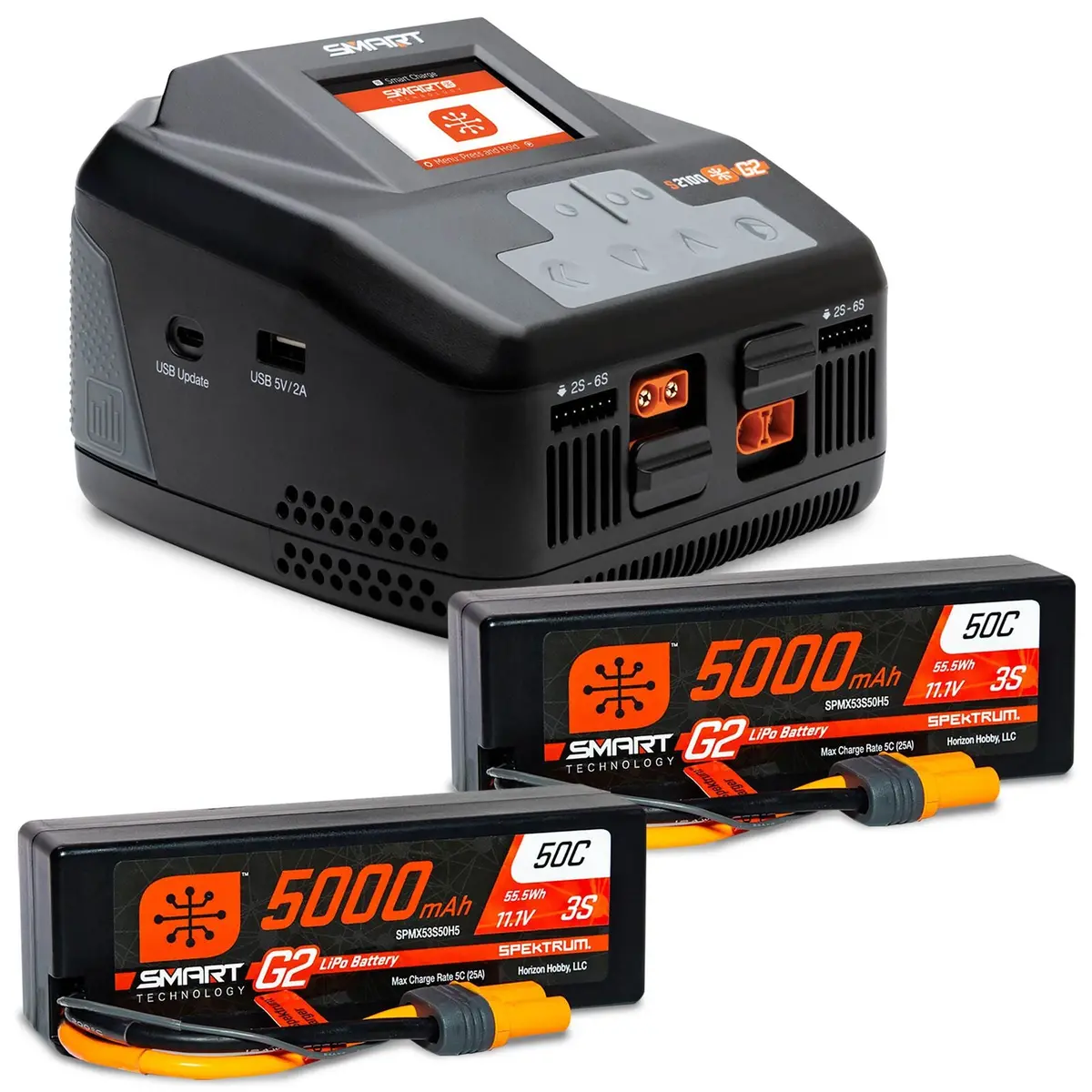 Spektrum Smart Powerstage 6S Surface Bundle: 5000Mah 3S Lipo Battery, Ic5 (2) / S2100 Charger 1