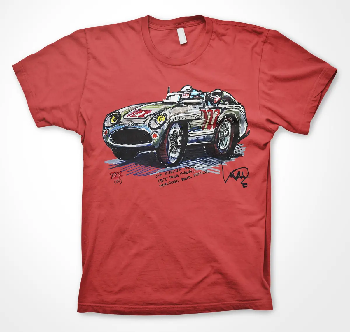 Mercedes Benz 300 Slr | Stirling Moss, 1955 Mille Miglia |  #Continuouscar Unisex T-Shirt 1