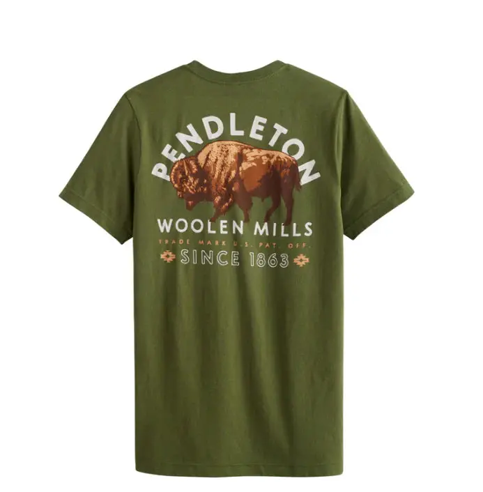 Pendleton Bison Graphic Tee In Military Green/Multi 1