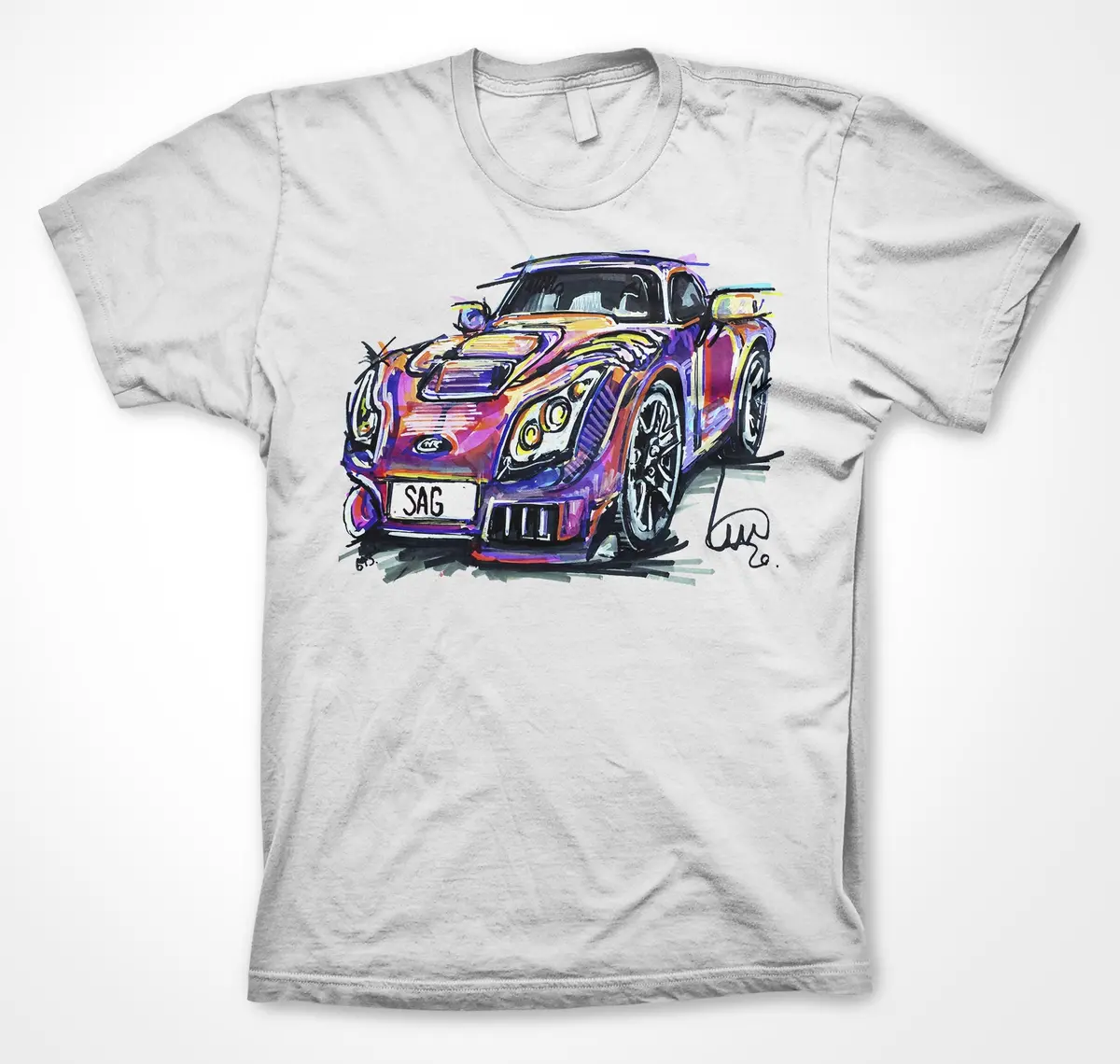 TVR Sagaris British Performance Car Unisex T-Shirt by Continuouscar - Image 6