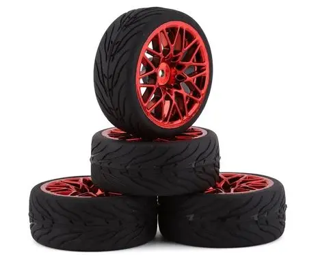 Yeah Racing Spec T Pre-Mounted On-Road Touring Tires W/Ls Wheels (Red) (4) W/12Mm Hex & 3Mm Offset 1
