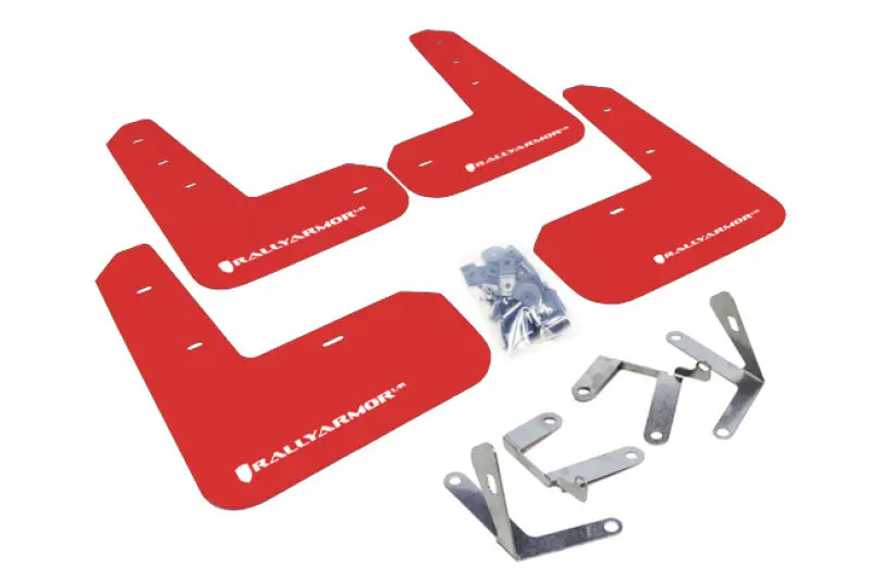 Rally Armor - Subaru 13-20 Brz - Polyurethane Mud Flaps (Red W/ White Logo) 1