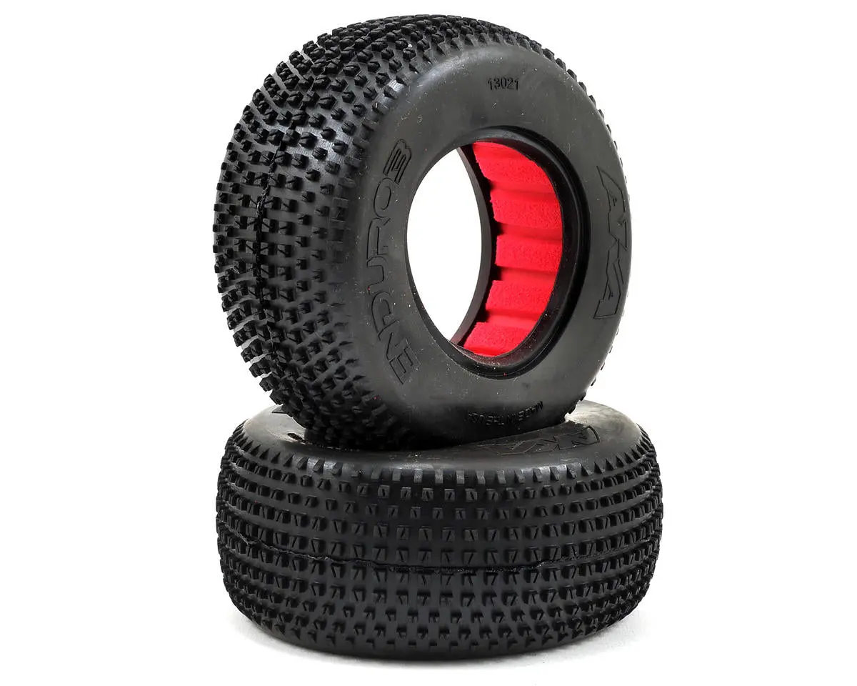 Aka 1/10 Sc Enduro 3 Wide Pre-Mounted Tires With Red Insert (2) 1