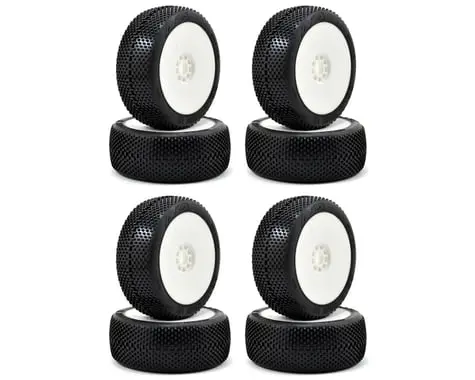 Aka Gridiron Ii 1/8 Buggy Tires Racer Bundle W/Evo Wheels (White) (Soft - Long Wear) (8) (Non-Glued) 1