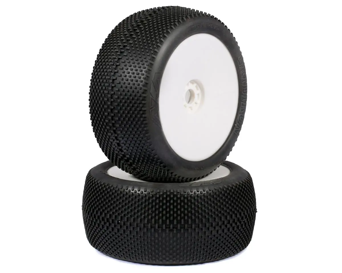Aka Evo Gridiron 1/8 Truggy Pre-Mounted Tires (2) (White) (Soft - Long Wear) 1
